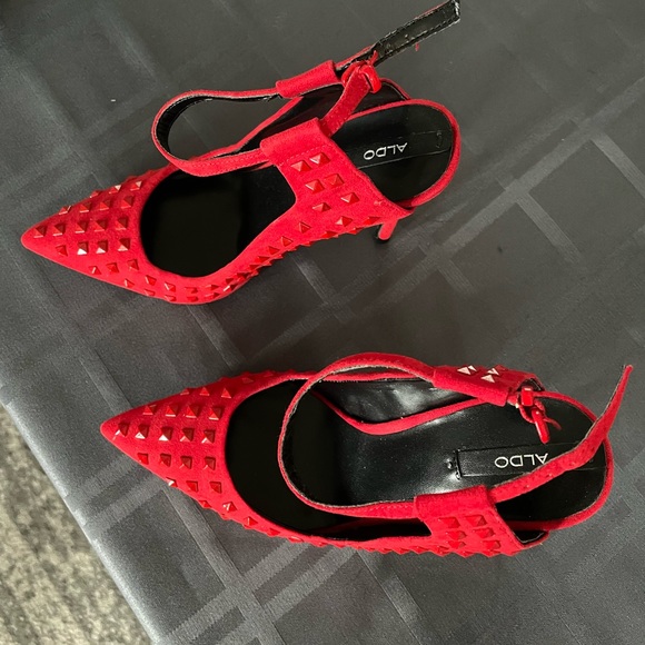Also Red Studded Heels - Picture 3 of 5